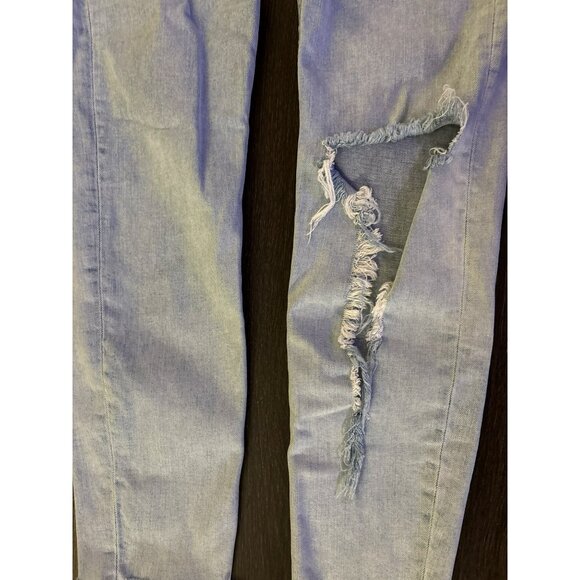 Bershka Denim Light Wash Distressed Ripped High-Rise Cropped  Jeans U.S. Size 6 - Picture 5 of 10